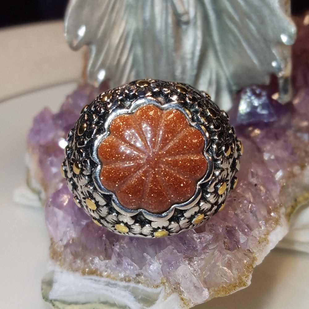 Red Goldstone Stainless Steel